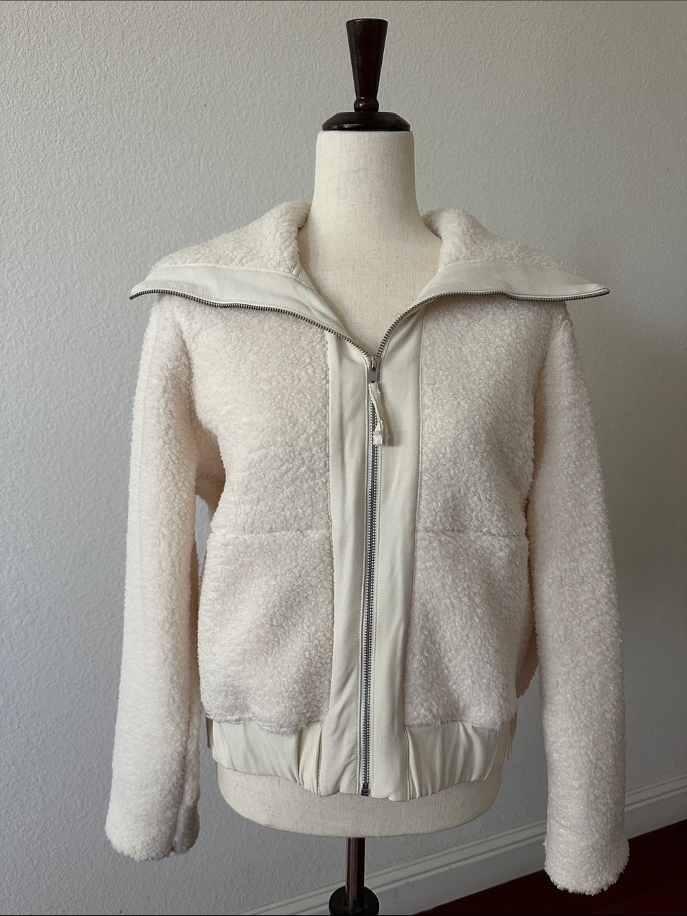 Banana Republic Factory Ivory Teddy Sherpa Zip Jacket
